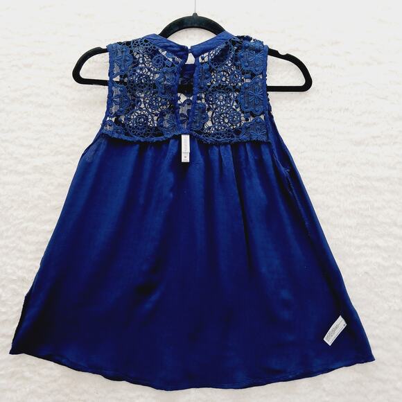 Blouse Size M Babydoll Navy Crochet Unconventional Lace Bodice Fairycore Y2K - Picture 10 of 12